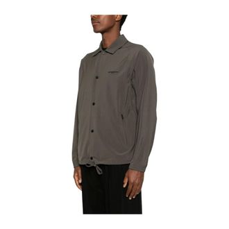 Emporio Armani Light Jackets, male, Brown, Size: 2XL Nylon Blouson with Logo Embroidery