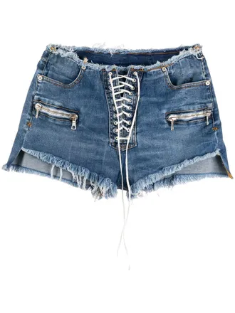 Unravel lace-up denim shorts - Blue