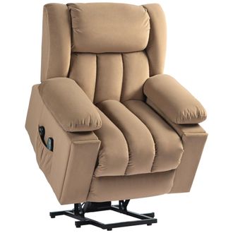 HOMCOM Power Lift Recliner Chair With Vibration Massage - USB - Light Grey | TJ Hughes Brown