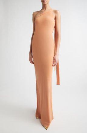 Bernadette Alexander One-Shoulder Gown in Coral Orange at Nordstrom, Size 6 Us