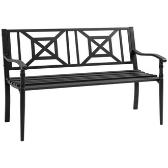 OUTSUNNY Banco de jard&iacute;n 128x62.5x81.5 cm negro