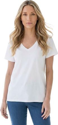 Roaman's Plus Size Cotton Ultimate V Neck Tee in White at Nordstrom, Size Medium