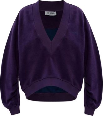The Attico Sweater met V-hals en logo - Paars