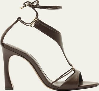 Alexandre Birman 100mm Mimi Leather Ankle-Tie Sandals