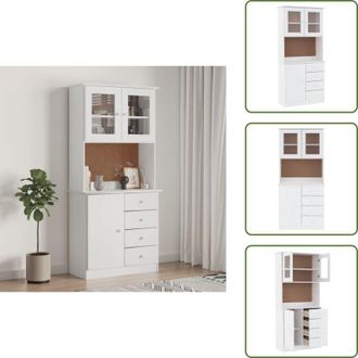 vidaXL Credenza con cassetti - vidaXL Credenza ALTA Bianca 77x35x165 cm in Legno Massello di Pino - Credenza con ante in vetro