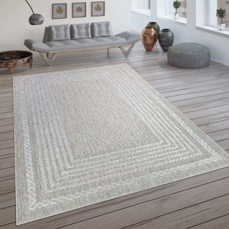 Paco Home Paco Home Alfombra Interior Exterior Tejido Plano Motivo Escandinavo Efecto Sisal Crema 80x150 Cm