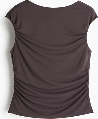 H&M Drapiertes Top mit angeschnittenen Ärmeln - Grau