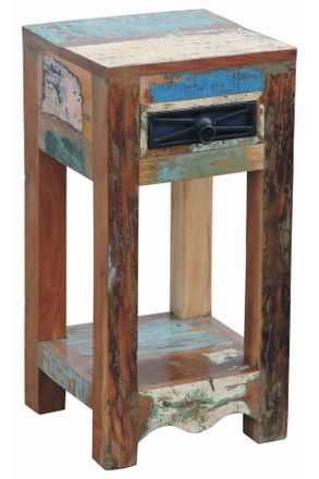 Landscape Beistelltisch, Mehrfarbig, Holz, Altholz, 1 Schubladen, quadratisch, eckig, 30x60x30 cm, ISO 9001, Wohnzimmer, Wohnzimmertische, Beistelltische, Beist