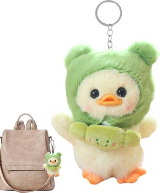 Generic Small Duck Plush Keychain - Mini Soft Toy Pendant Accessory, Cute Cartoon Stuffed Duck Bag Charm | Adorable Pocket Size Animal Doll Decoration Key Hol