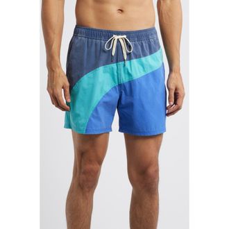 Fair Harbor The Bungalow Water Repellent Swim Trunks in Blue Currents at Nordstrom, Size Xx-Large