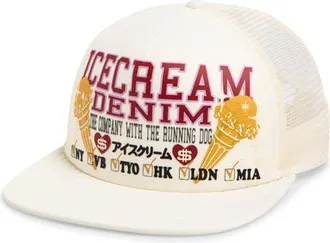 Icecream Check List Snapback Trucker Hat in Antique White at Nordstrom