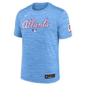 Nike Atlanta Braves City Connect Velocity Nike Mens Dri-FIT MLB T-Shirt in Blue | 02ER4NAAW-AV0