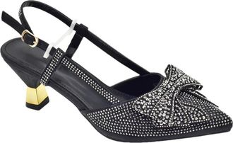 Generic Womens Shoes and Bags Set Sparkly Rhinestone Bow Decorated Stiletto High Heel Shoes Evening Handbag