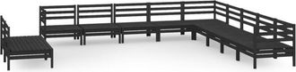 vidaXL Juego De Muebles De Jard&iacute;n 11 Pzas Madera Maciza De Pino Negro Vidaxl