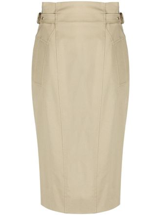 Alberta Ferretti Kokerrok met gesp - Beige
