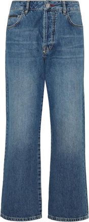 Philipp Plein Denim Broeken Loose Fit Iconic - Dames - Cropped Jeans - Blauw - W26 - Denim - Jeans
