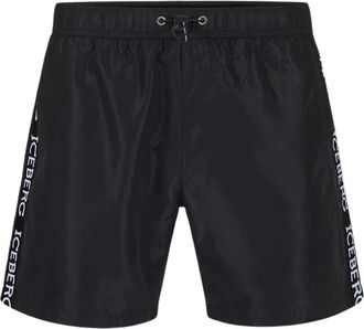 Iceberg Zwarte zwemshort met taping - Heren - Strandmode - Zwart - 2XL - Polyester - Badmode