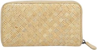 Bottega Veneta Pre-owned Vintage Leren Portemonnee - Dames - Vintage Accessoires - Beige - ONE Size - Leer - Vintage