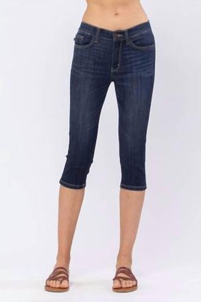 Judy Blue Womens Non-Distressed Skinny Denim Capri In Blue