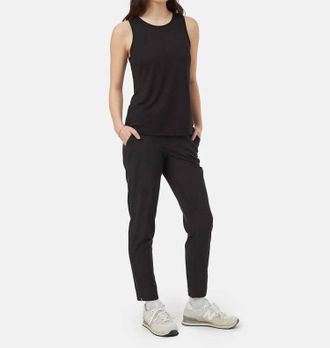 tentree Saturna Mid Rise Tapered Leg Pant In Meteorite Black