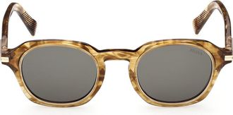 Ermenegildo Zegna 47mm Round Sunglasses in Transparent Brown /Green at Nordstrom