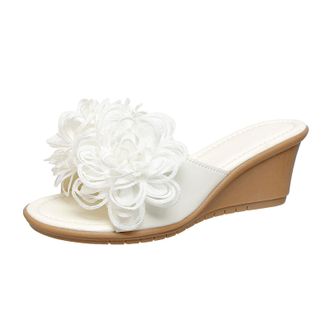 Generic 2026 Women Slippers Ladies Flower Sandal Summer Slope Heel Fish Mouth Womens Casual Roman High (White, 6.5) (3)