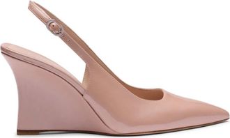 Stuart Weitzman Vinnie Sling Wedge 85 - Dames - Sleehakken - Roze - 36 EU - Leer - Schoenen