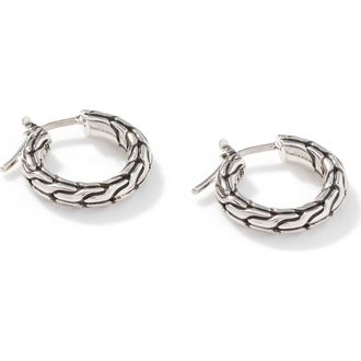 John Hardy Carved Chain Hoop Earrings, Silver, 16mm at Nordstrom