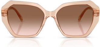 Swarovski 56mm Photochromic Irregular Sunglasses in Transparent Beige /Brown at Nordstrom