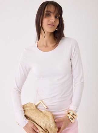 Majestic Filatures Soft Touch Long Sleeve Merrow Edge Boatneck T-Shirt in Blanc at Nordstrom, Size 3
