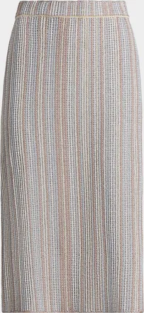 Misook Striped Knit Pencil Midi Skirt