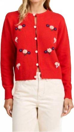 Trovata Loretta Cashmere Cardigan In Red