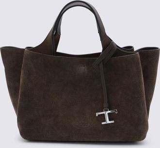 Tod's TodS Brown Suede Leather Top Hansle Bag