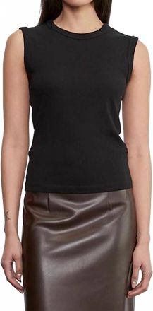Enza Costa Sleeveless Crew Top In Black