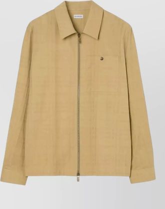 Burberry cotton zip overshirt collared long sleeves