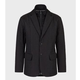Emporio Armani Mens Quilted Blazer in Black Polyamide - Size 36 (Chest)