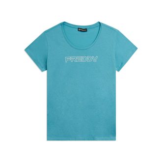 Freddy T-shirt Manica Corta con Logo FREDDY in Outline Glitter