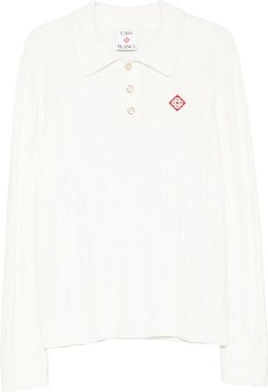 Casablanca Tops, Heren, Wit, M, Ribgebreide Poloshirt