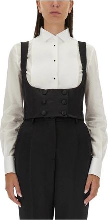 Dolce & Gabbana Double-breasted Tuxedo Gilet - Dames - Bodywarmers - Zwart - L - Leer - Jassen