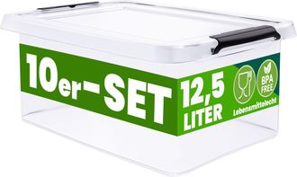 Deuba Caja Almacenaje Apilable Contenedor Transparente Orden Almacenamiento Organizador Libre De Bpa Cesta Juguetes Libros Ropa Mantas Alimentos 10x12,5l (d