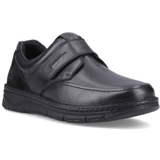 Hush Puppies Forde Touch Fastening Leather Mens Black Loafers - Size UK 12