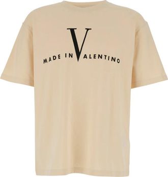 Valentino Chez Crew Neck T-Shirt - Heren - T-shirts - Beige - XL - Katoen - Tops