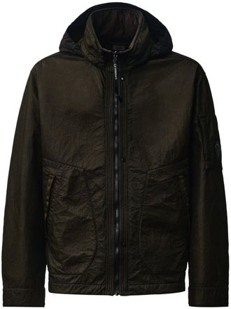 C.P. Company Textured Brown Bi-Face Reversible Jacket With Hood And Stand Collar