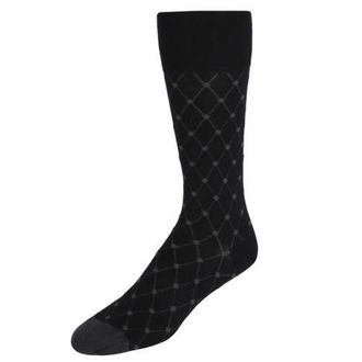 Trafalgar Store Ciel Diamon Patterned Mid-Calf Merino Wool Socks in Black And Charcoal at Nordstrom