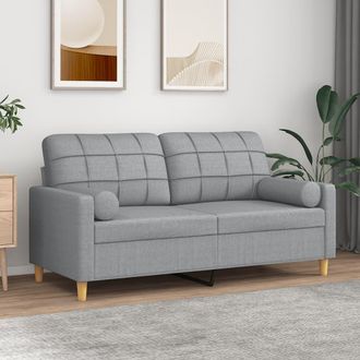 vidaXL Sof&aacute; De 2 Plazas Con Cojines Tela Gris Claro 140 Cm Vidaxl