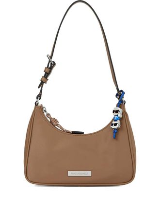 Karl Lagerfeld logo-plaque shoulder bag - women - Recycled Polyamide/Polyester/Fabric - OS - Neutrals