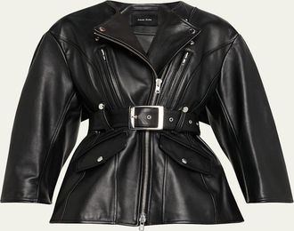 Simone Rocha Sculpted Bow Back Belted Biker Jacket