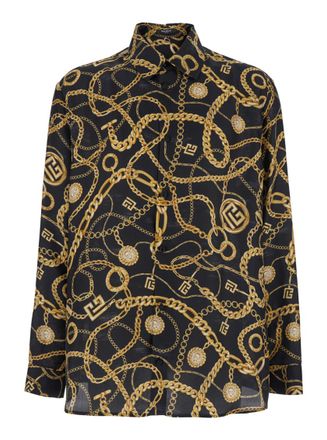 Balmain Black Graphic Regular Shirts