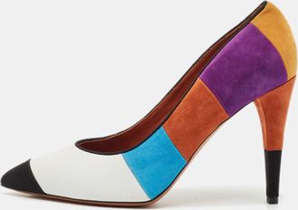 Missoni Multicolor Leather And Suede Colorblock Pointed Toe Pumps