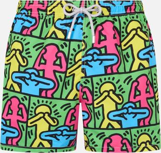 MC2 Saint Barth Man Mid-length Gustavia Swim-shorts With Keith Haring Design Placed Print Keith Haring Special Edition
